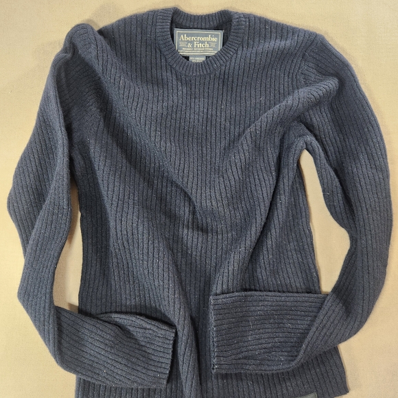 Vintage Abercrombie & Fitch Men's Navy Blue Ribbed Sweater Medium - Picture 2 of 7